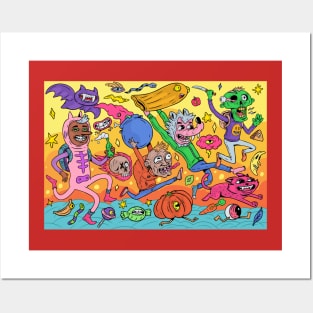 Spooky colorful Halloween creatures Posters and Art